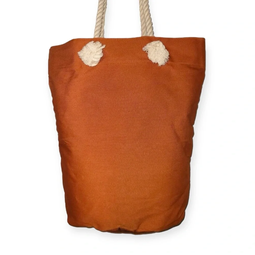 Bergdorf Goodman Sisley Paris Orange White Rope Handle Large Tote Hand Bag NWOT​ - Picture 7 of 9